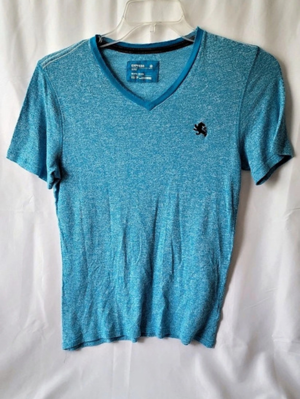 EXPRESS Slub V-Neck Men's T-Shirt Light Blue 100% Cotton Tee XS